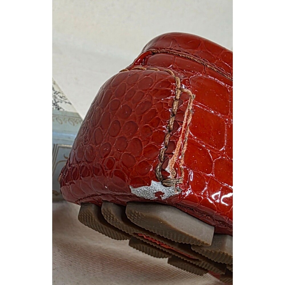 Cole Haan Persimmon Red Croc Embossed Driving Loafers 7.5B - Picture 16 of 16